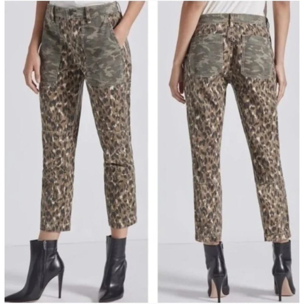 Current/Elliott Clean Weslan Pants Womens 26‎ Leopard Camo Print Cargo Utility - Picture 2 of 14